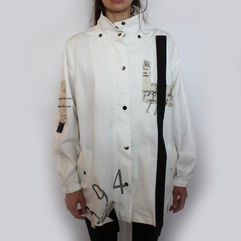 Stamp print white Jacket SJ-7871